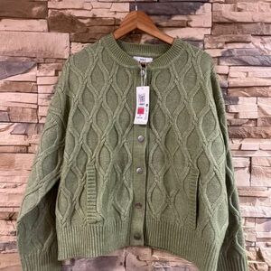 Marks & Spencer Sage Green Cable Knit Cardigan